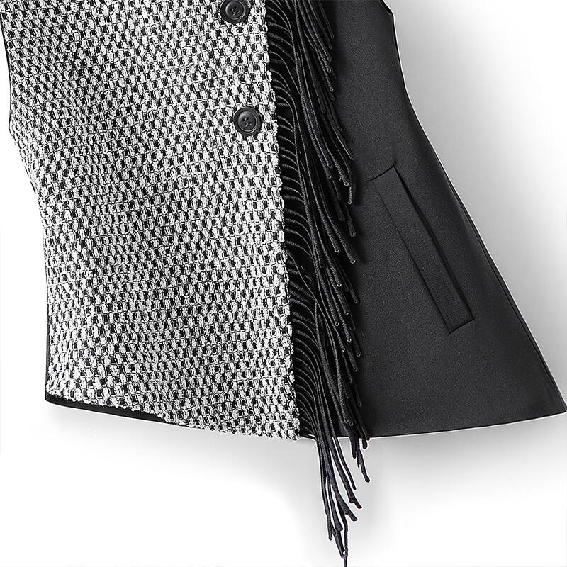 Sibaishe Women's V-Neck Tassel Splicing Irregular Vest