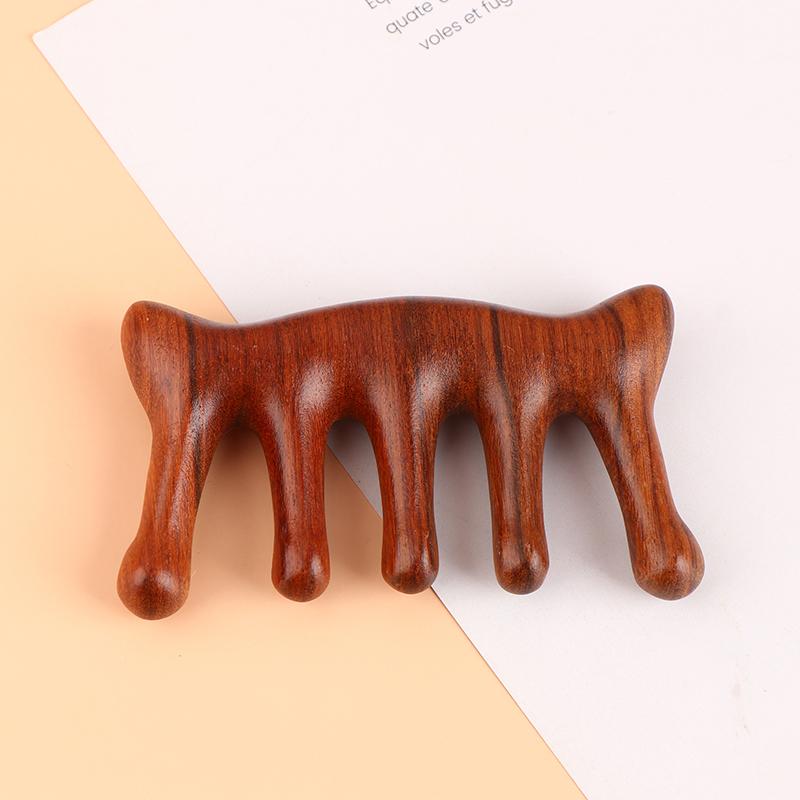 Holztherapie Massagekamm Kopf Gesicht Kopfhaut Gua Sha Massagegerät Natürliches Gesichts-Sandelholz Breitzahn Gua Sha Schaben Körpermassage