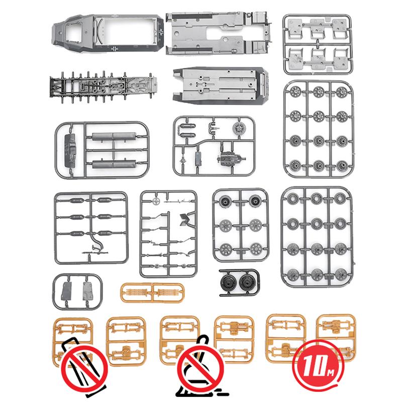 1/72 Niemiecki Półgąsienicowy Sd.kfz.251 z II Wojny Światowej Model Wojskowy do Montażu Czołg Ciężarówka Samochód Działowy Puzzle 4D Model Plastikowy Zabawki