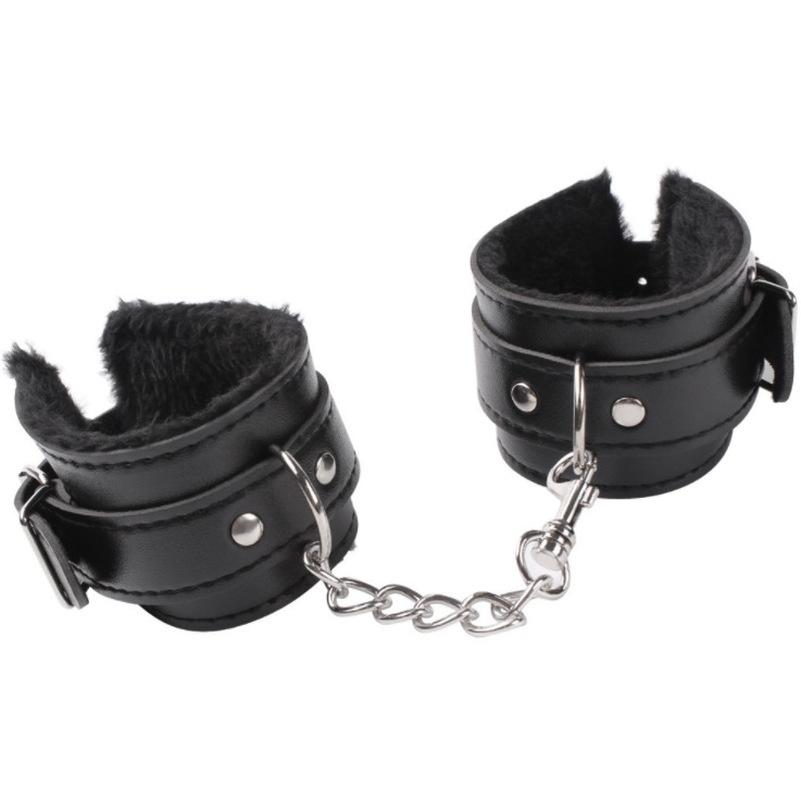 Fluffy håndjern Sexy leker Justerbare PU-skinn lodne håndjern Ankelmansjettbegrensninger Bondage Slavepar Sexleketøy for voksne