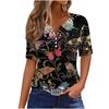 Summer Fashion 2026 New Women's Clothing 3D Butterfly Print V-Neck Three-Button Short Sleeve T-Shirt