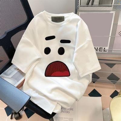 Paar T-shirt Cartoon Gesicht Ausdruck Kaktus Druck Kurze Ärmel Eis Seide Lose O Hals