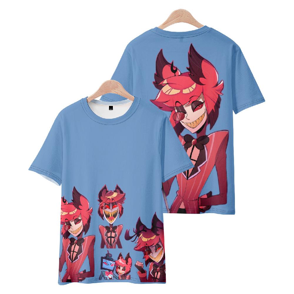 Hazbin Hotel Anime Women Men's T-shirts Cartoon Printed O-Neck Oversized Short Sleeves Fashion Mens Clothing Streetwear