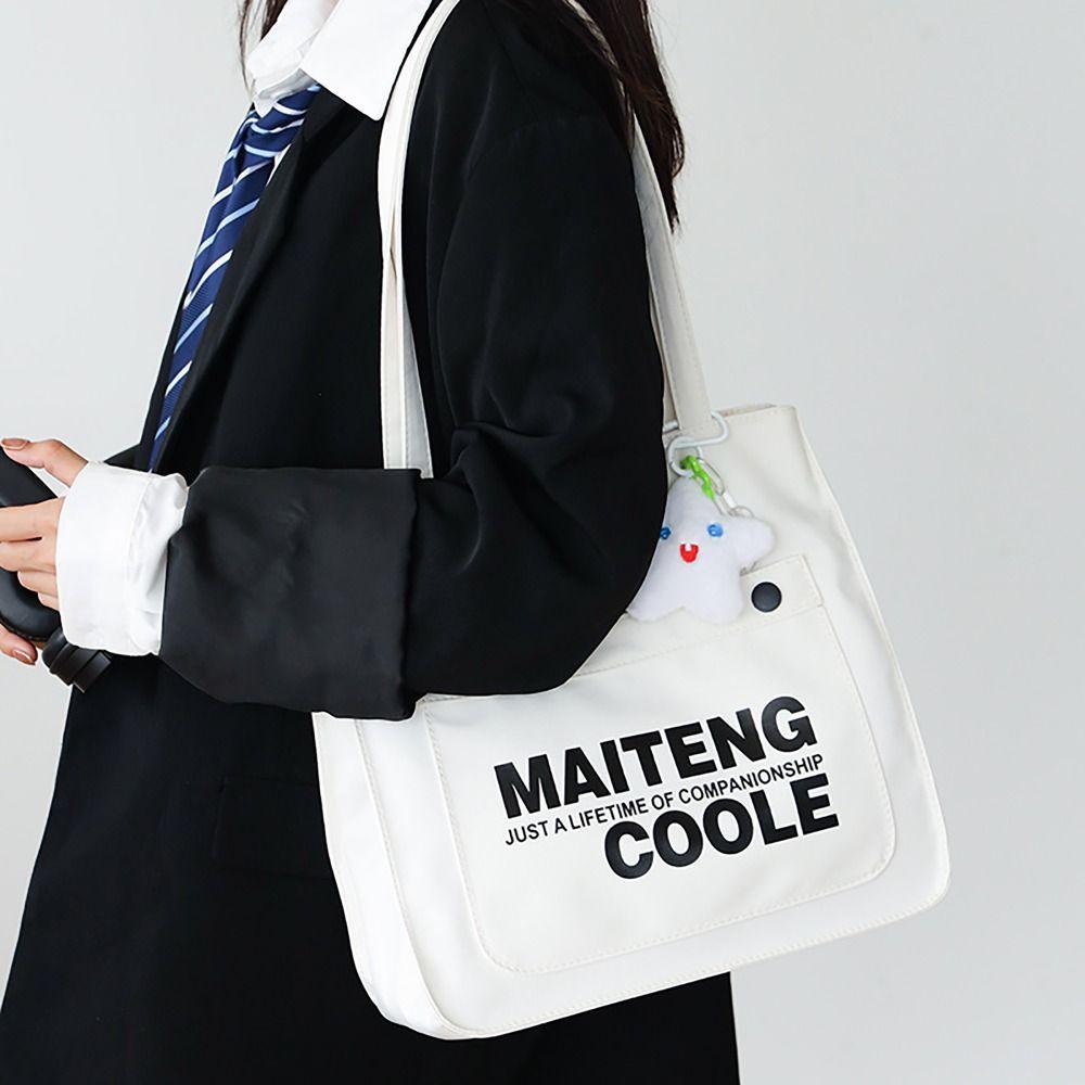 

Сумка через плечо с принтом на холсте и большой емкостью, повседневная жизнь