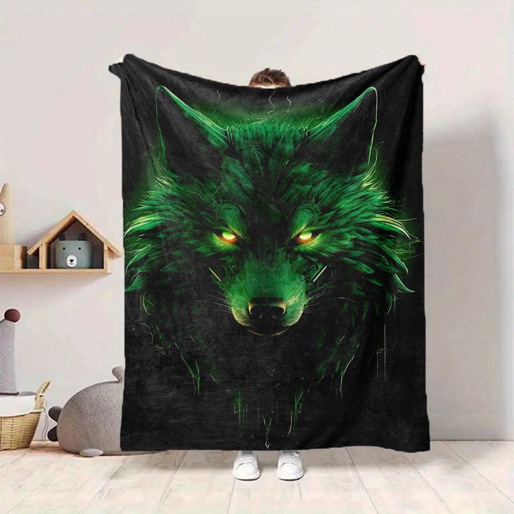 

1pc Wolf Head Soft & Warm Polyester Knit Blanket, Digital Printed, All-Season Throw for Napping, Traveling, Sofa yy250906018 75x90cm