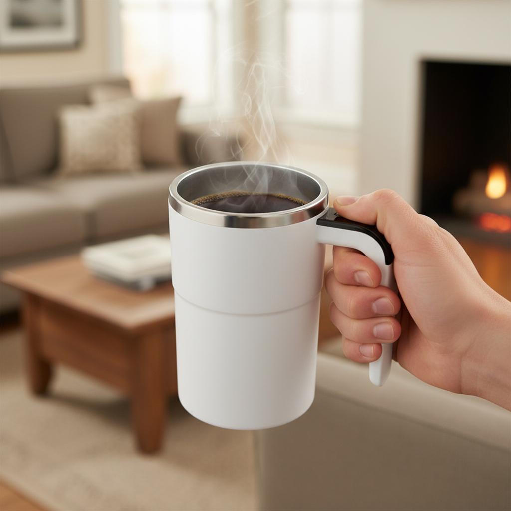 380ML Electric Coffee Self Mixing Mug Temperature Display BPA-free Coffee Stirring Mug Rechargeable Automatic Magnetic Cup