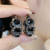 Elegante schwarze Zirkonia-Creolen im Vintage-Stil für Damen - Perfekt für Partys & Geschenke