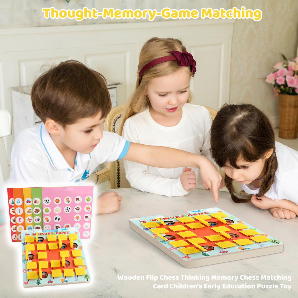 Wooden Flip Chess Thinking Memory Chess Matching Card Children's Early Education Puzzle Toy