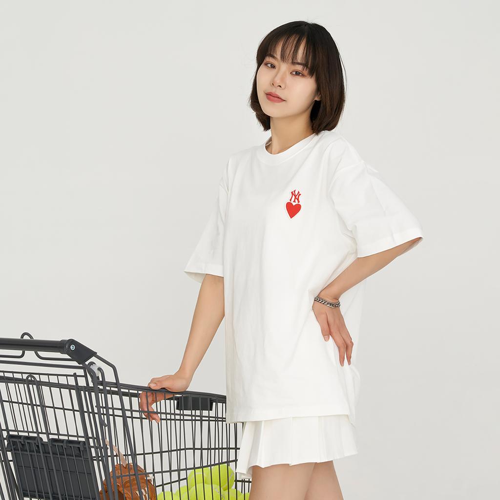 New MLB Set In Sleeve T Shirt Unisex White 3ATSH0133-50IVS