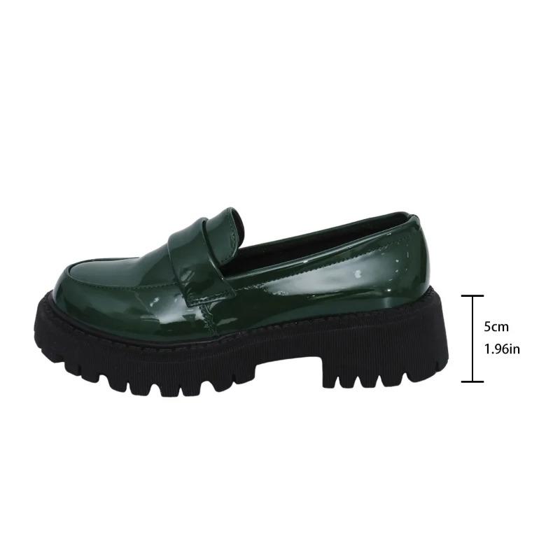 Womens  Leather Shoes British Style Fashion Soft Sole Loafers Women Thick Soles Comfortable Slip on Single Shoe Plus Size 43