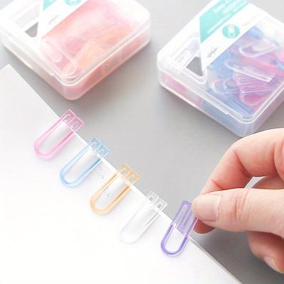 1Box ABS Colorful Mini Paper Clips Kawaii Stationery Candy Color Clear Binder Clips Photos Tickets Notes Letter Paper Clip