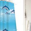 Shower Curtains Cartoon Dolphin Print Waterproof Bathroom Curtain Quick Dry Blue Children Curtain for Toilet with Hooks 111cm