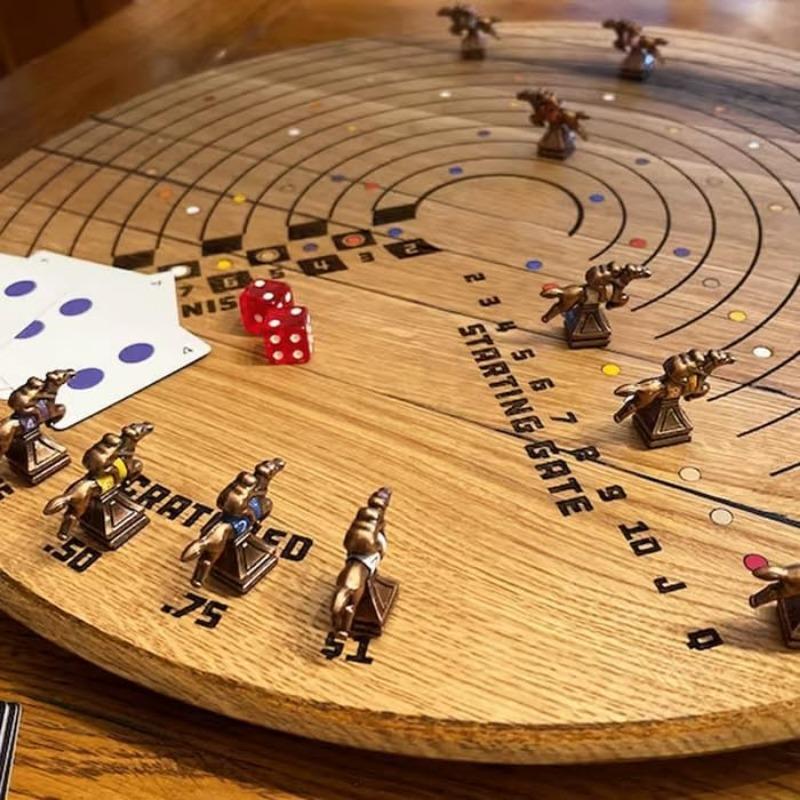Horse Racing Board Game with 11 Luxury Metal Horses, Portable Horse Race Board Game1 Boxes of Cards for Family Friends Game Night Party