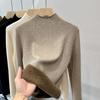 Cashmere Blouse Semi-turtleneck Fleece Thickened Sweater Warm Integrated Fleece with Wool Bottoming Shirt Sweaters