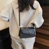 Textured Letter Small Square Bag Diagonal Bag Cover Type Casual Fashion Wide Shoulder Strap Woven Pattern Single Shoulder Crossbody Women's Bag