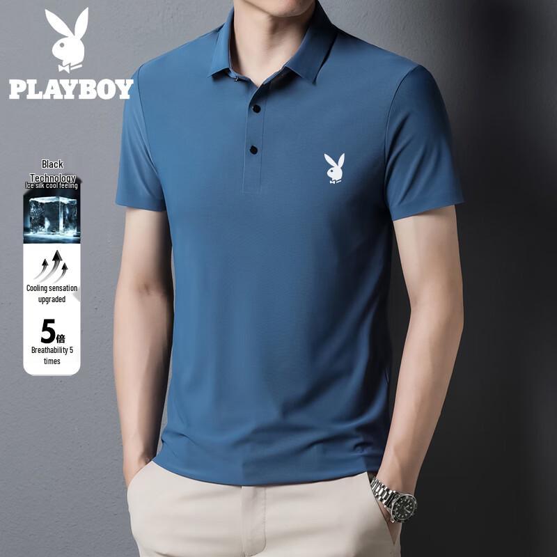 PLAYBOY Men s Ice Silk Quick-Dry Polo Shirt L
