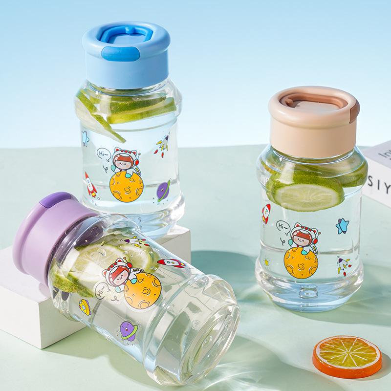 Water bottle summer plastic water cup girls cartoon direct drinking cup student handle portable cup free sticker water cup