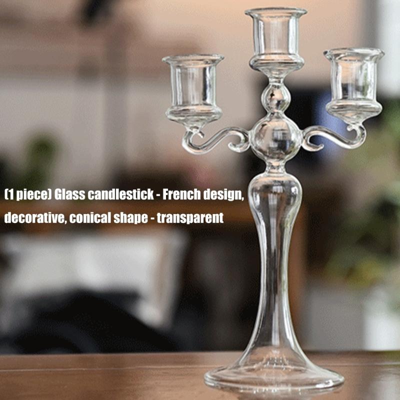 Decorative Candle Stands Glass Taper Candle Holders Candelabra Retro Candlestick Holders for Wedding,Table Centerpieces