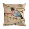 Lovely Flower And Bird Cushion Cover Retro Print Linen Pillowcase Decoration Living Room Bedroom Sofa Car 45*45Cm