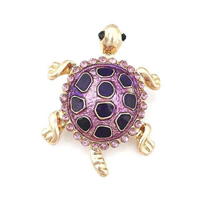 Classic Luxury Women Men Turtle Crystal Metal Brooch Unisex Vintage Rhinestone Badges Party Wedding Exqusite Lapel Pin Buckle