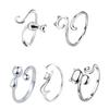Adjustable Open Rings for Women Lovely Cat Long Tail Finger Rings Knitting Crocheting Joint Rings Jewelry Accessories