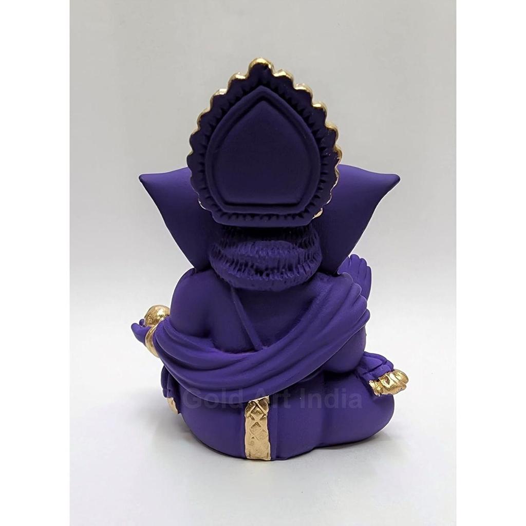 Terracotta Ganesha In Violet - A Festive and Auspicious Addition To Your Home or Car