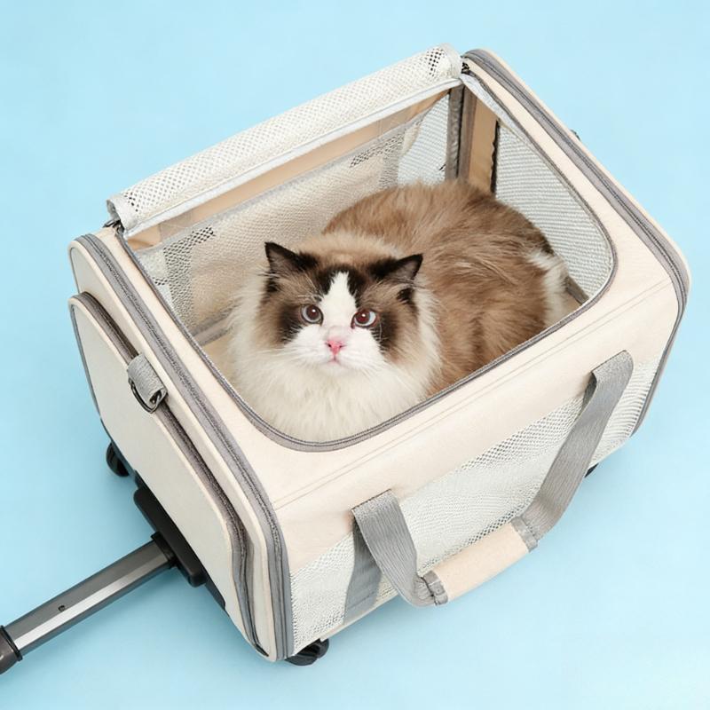Large-capacity Pet Trolley Case Cat Bag Carriers Breathable Pet Bag Pet Carriers for Cat Easy Interaction Oxford Cat Bags