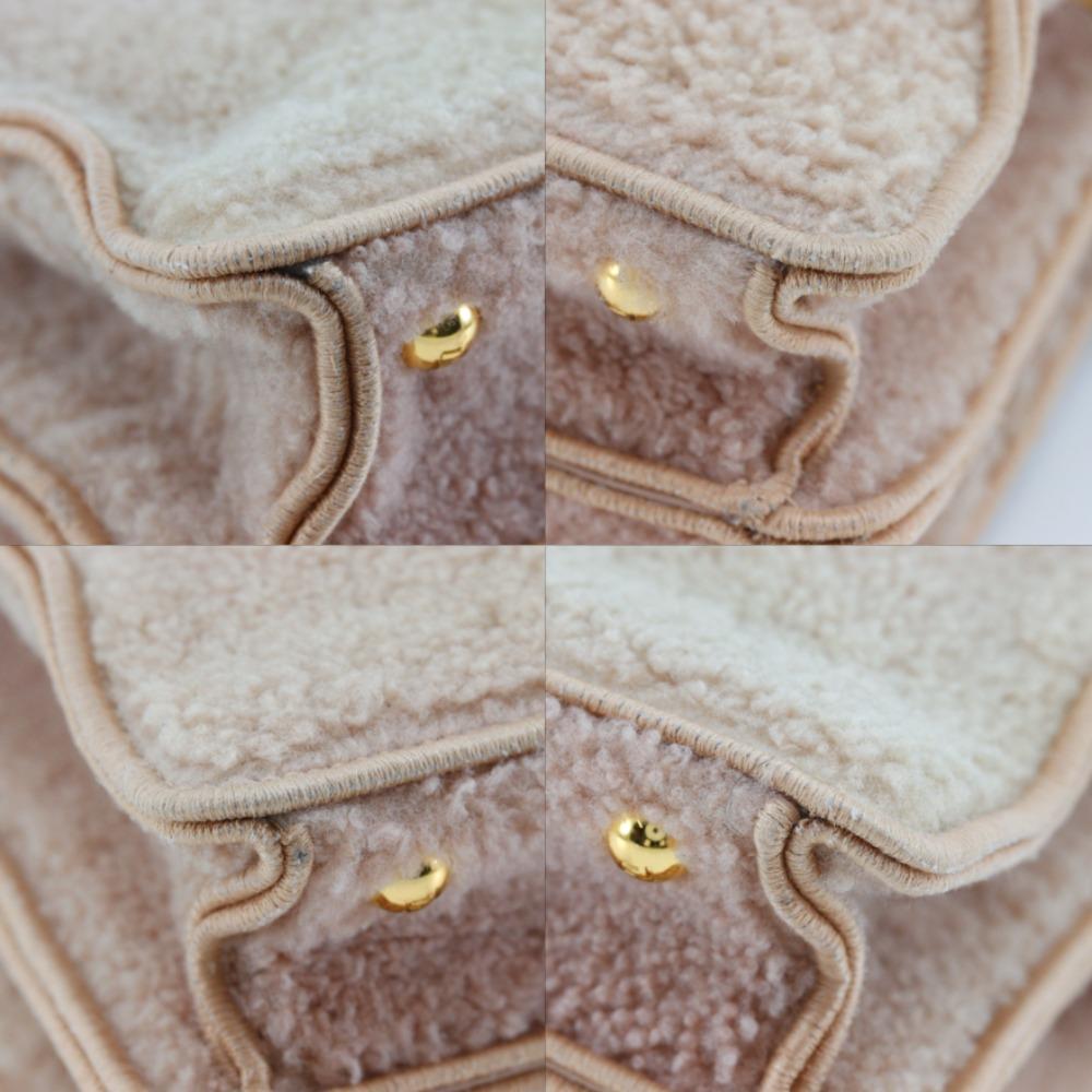 FENDI Peekaboo Handbag 2WAYShoulder pink beige Mouton Women Used
