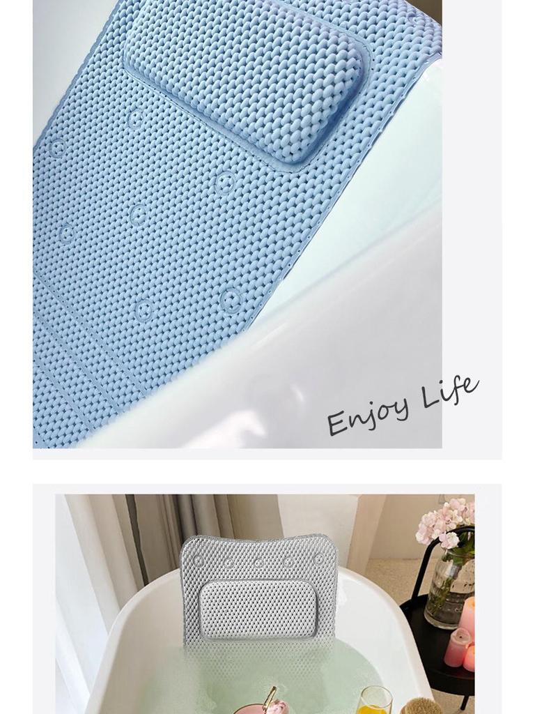 Anti-Slip PVC Bathtub Mat with Suction Cups, Pillow, and Backrest for a Relaxing Bubble Bath