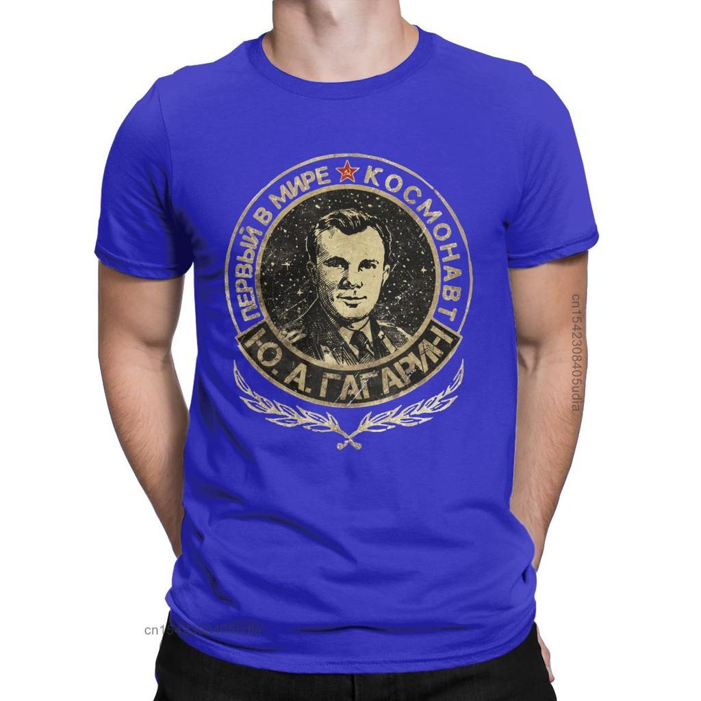 Hipster Yuri Gagarin Tshirt For Men Cotton Graphic T Shirts Ussr Cosmonaut Soviet Union Astronaut Cccp Tee Shirt for Men