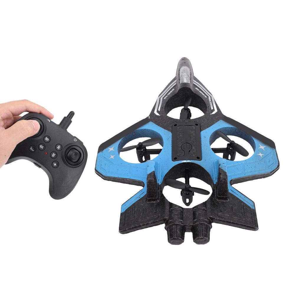 RC Airplane 4 Engine Thrust 3 Speeds Rechargeable 1 Key 360 degrees  Stunts Remote Control Plane Toy with Light Blue