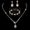 Elegant Rhinestone Set: Necklace, Earrings & Bracelet with Claw Chain Design - Multiple Styles