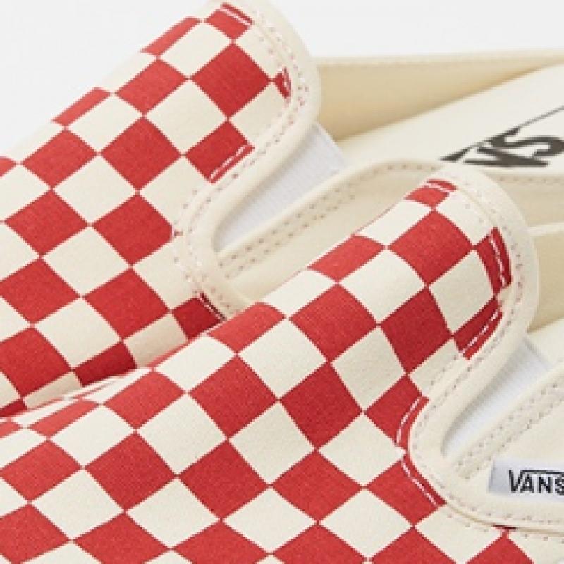 Vans Classic Slip On Mules    Checkerboard  Racing Red White  Vn0004kttlf1