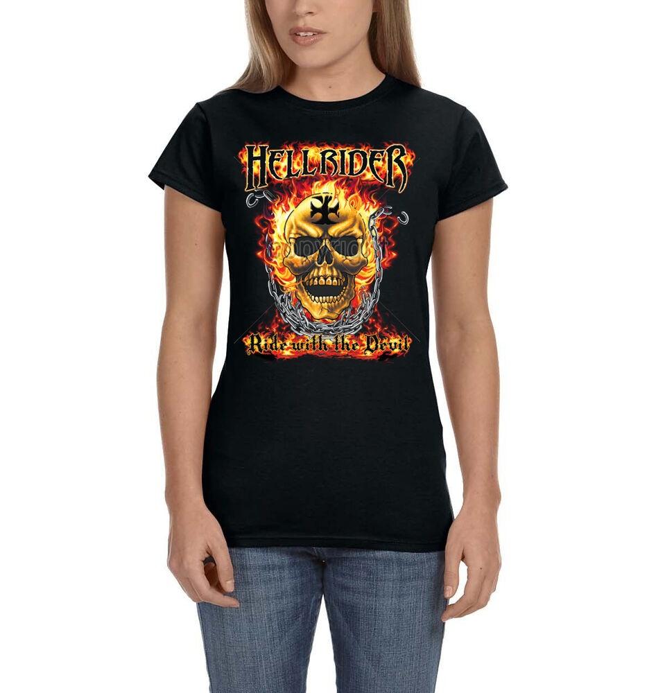 

Футболка Hellrider Ride With The Devil Skull Motorcycle Biker Choppers