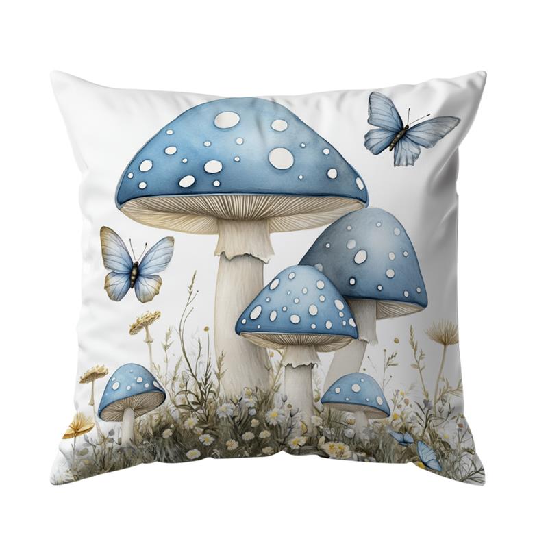 Mushrooms Butterflies Cushions Pillowcase Printed Polyester 45X45Cm Pillow Cover Decorative Sofa Cushions Pillowslip Decor