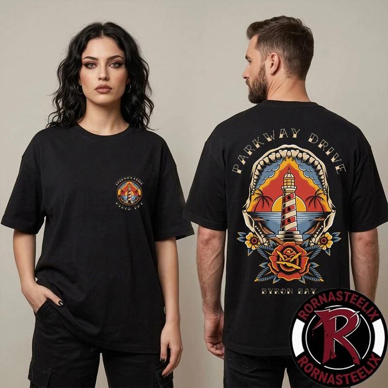 Parkway Drive Shark Jaw Byron Bay Merchandise Unisex T Shirt Two Sided S