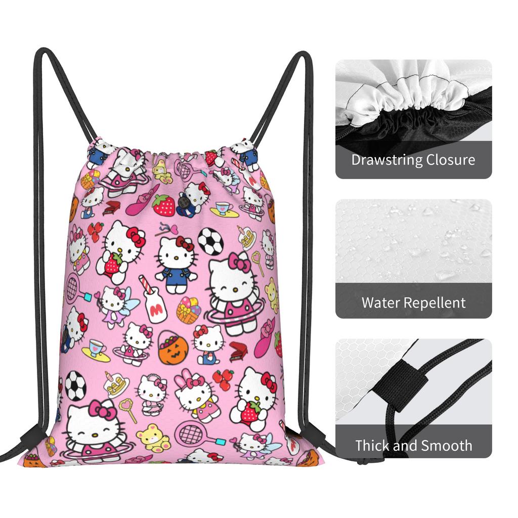 Custom Kitties Kitten Drawstring Backpack Women Men Sport Gym Sackpack Portable Cat Anime Shopping Bag Sack