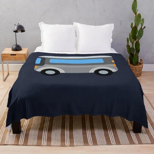 Cute Cartoon Bus Pattern Flannel Throw Blanket King Queen Full Size Super Soft Lightweight Warm for Coach Travel Sofa Blanket