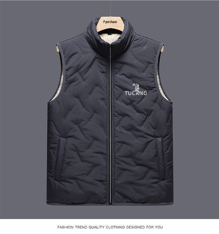 Woodpecker Unisex Lambswool Vest: Autumn/Winter Fleece-Lined, Thick, Stand Collar, Casual & Warm Jacket