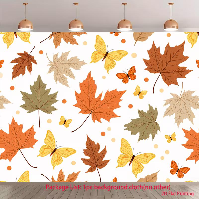 

2D Seasonal Autumn Leaf and Butterfly Backdrop Cloth for Harvest Festival 47.2x31.5inch/120*80cm