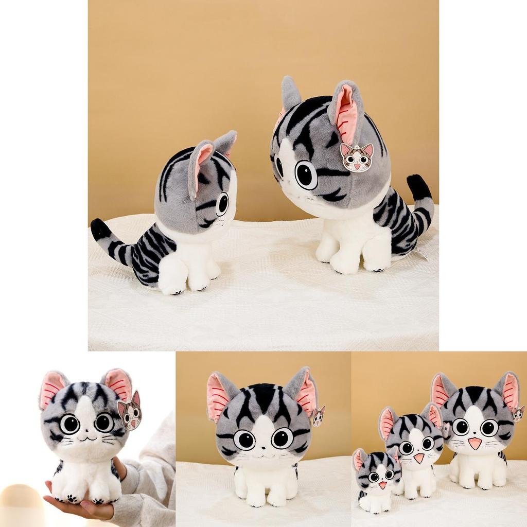 Authentic Cheese Cat Cartoon Super Cute Cat Plush Doll Healing Series Kitten Stuffed Doll Gift For Girls Birthday Gift Girlfriend 24cm