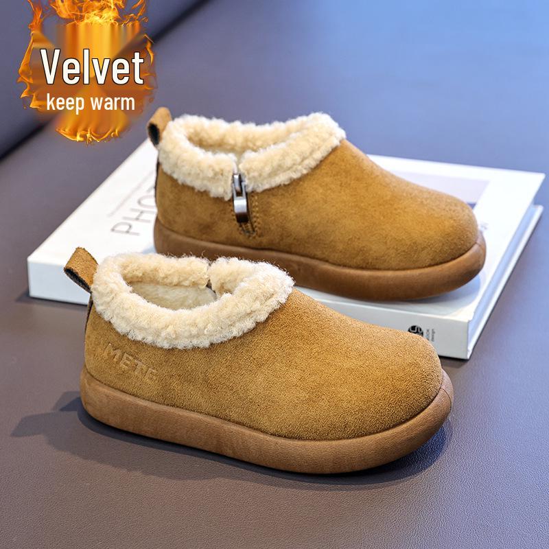2025 Winter Children s Fleece-Lined Snow Boots - New Style for Girls & Boys 17.3cm (Size 27) верблюд