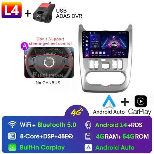 Android 13 2 din Radio Car Multimedia autoradio Pentru Renault Logan 1 Sandero 2009-2015 Dacia Duster Carplay 4G GPS 2din fără DVD
