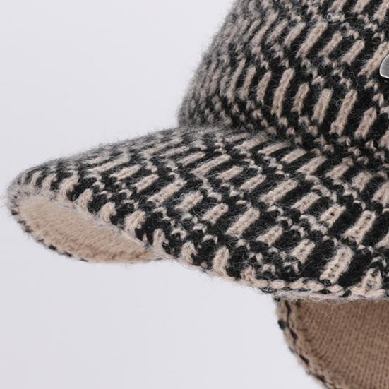 Riding Hat Soft Plush Inner Wide Brim Ear-Protecting Knitting Baseball