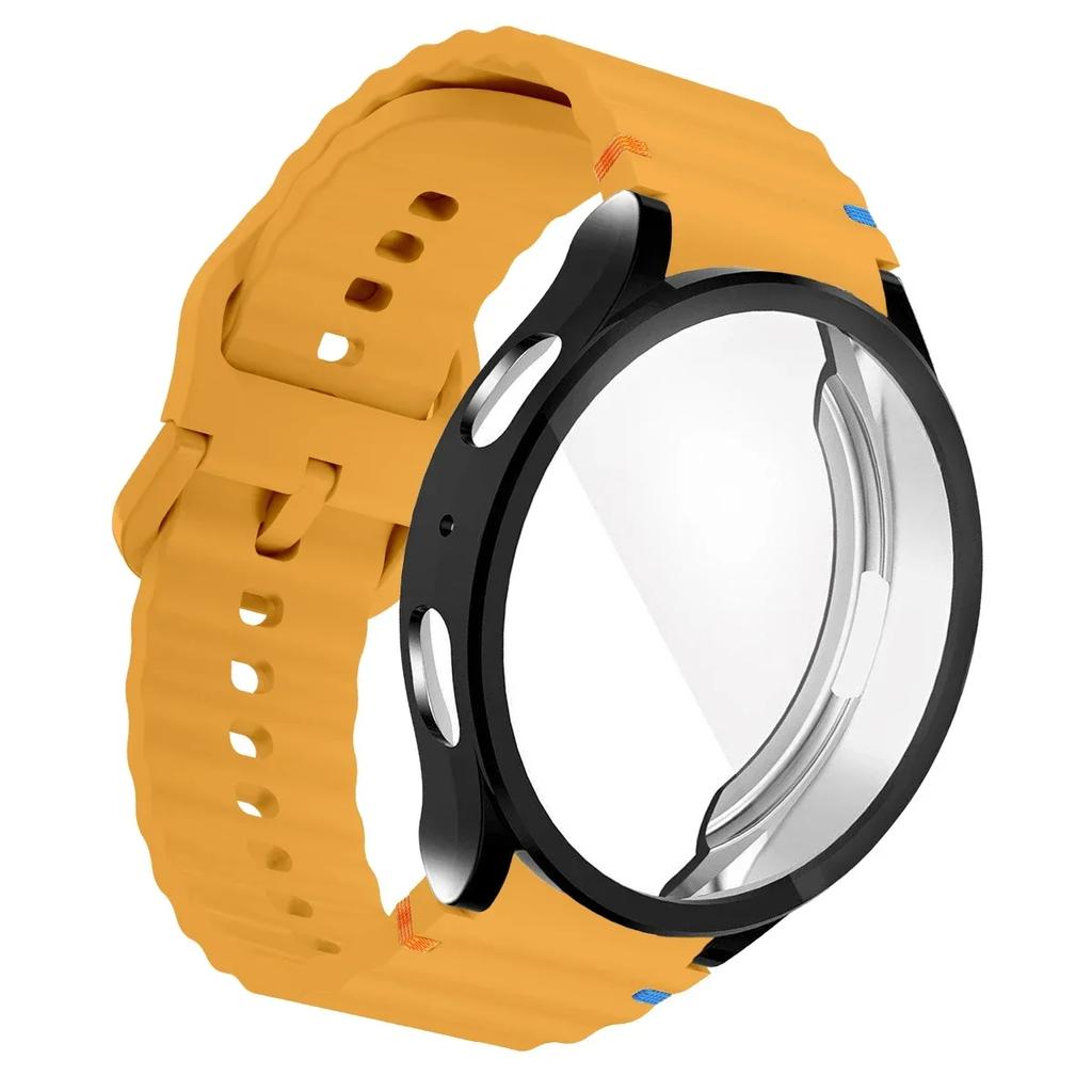 TPU Case+Strap Sports Strap for Samsung Galaxy 7 6 4 5 40mm 44MM Original Silicone Bracelet Soft TPU Case Glass Protective Cover