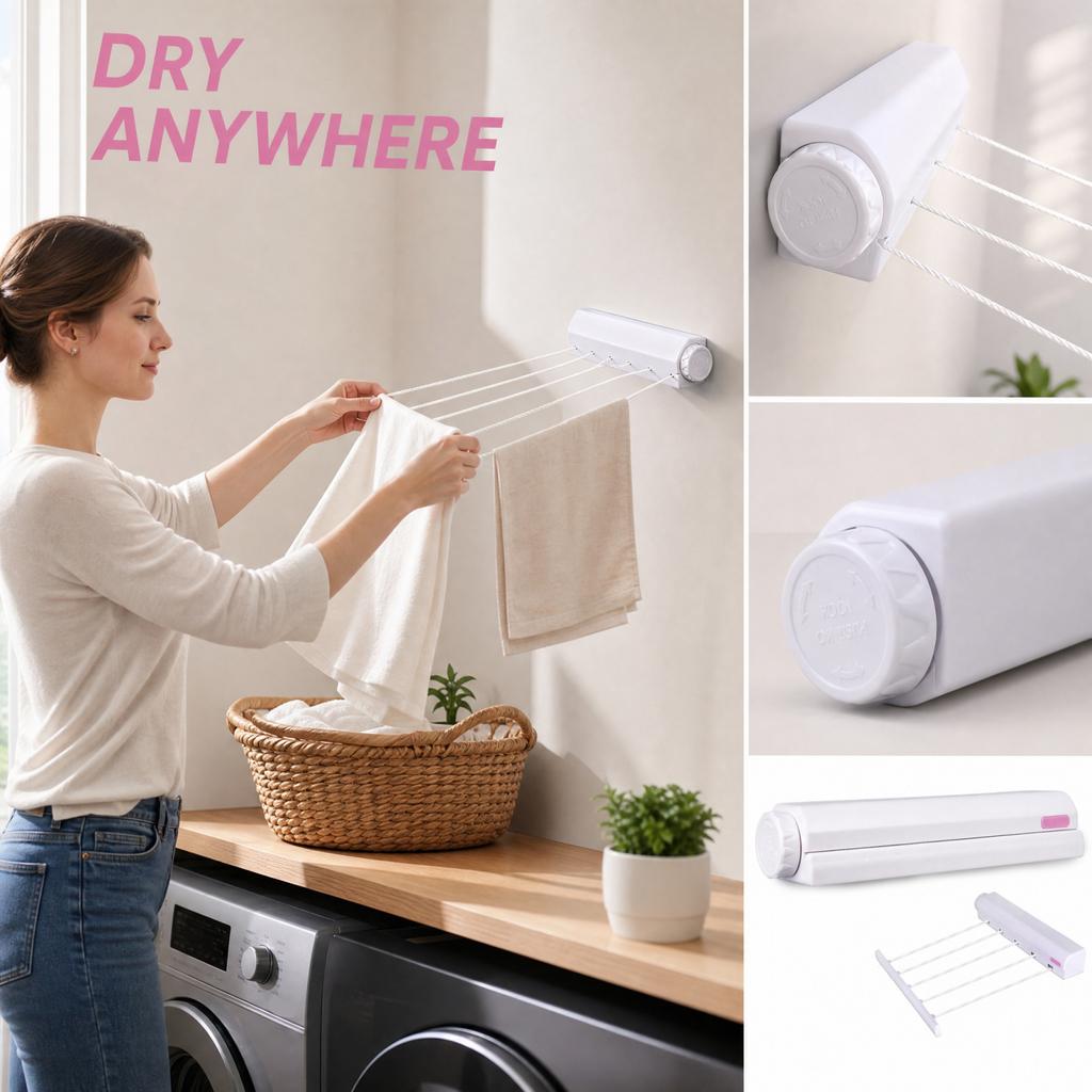 Spring Retractable Clothesline for Indoor Outdoor Drying