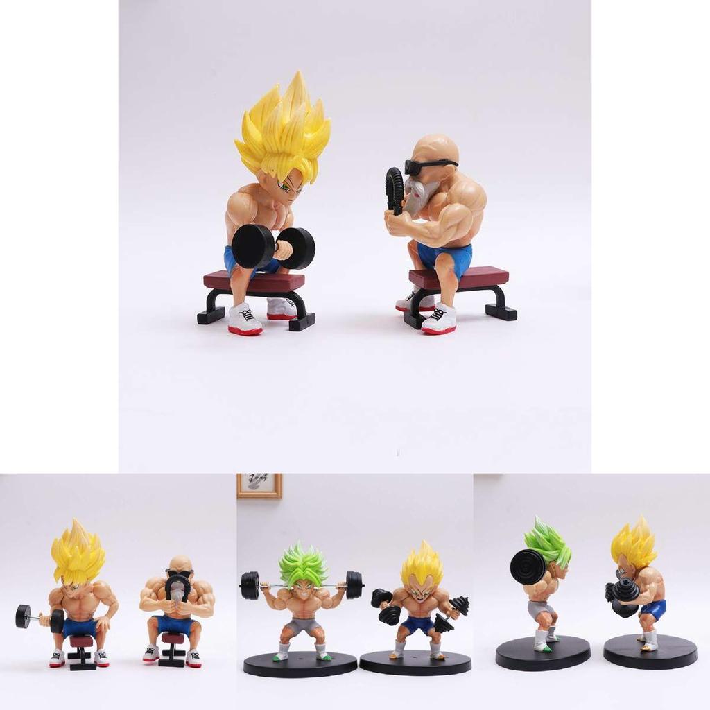 Dragon Ball Fitness Goku Muscle Strengthening Master Roshi Vegeta Model Resin Figurine Decor