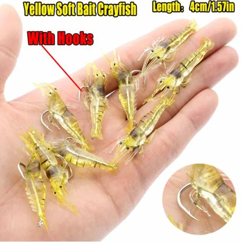 

20Pcs Luminous Soft Shrimp Lures Silicone Artificial Bait Simulation Prawn with Hooks Carp Wobbler for Fishing Tackle Lure Carp 260319 жёлтый