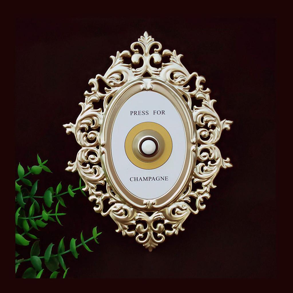 Vintage Decorative Doorbell Push Button Door Ring Bell Champagne Themed Decoration Wall Plaque Ornament Easy to Use