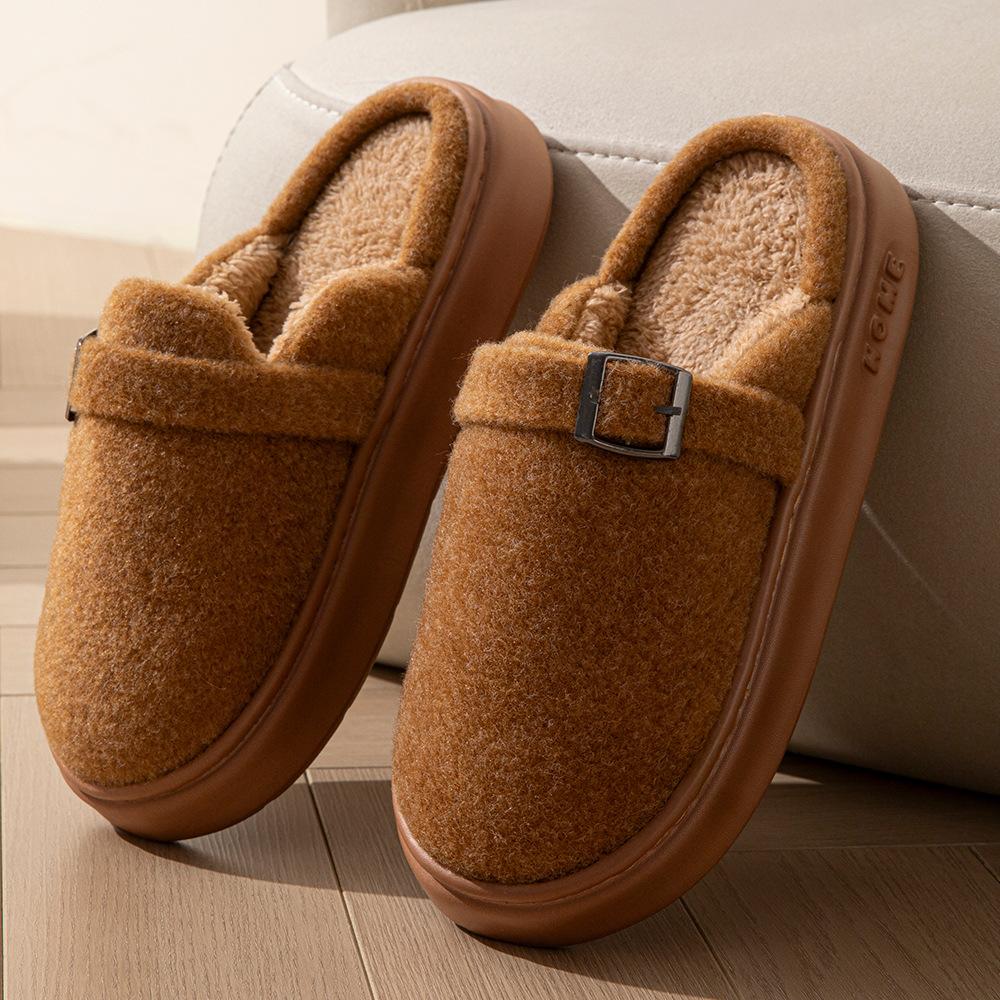 2025 plush warm household winter cotton slippers couple models can wear EVA thick-bottomed cotton slippers
